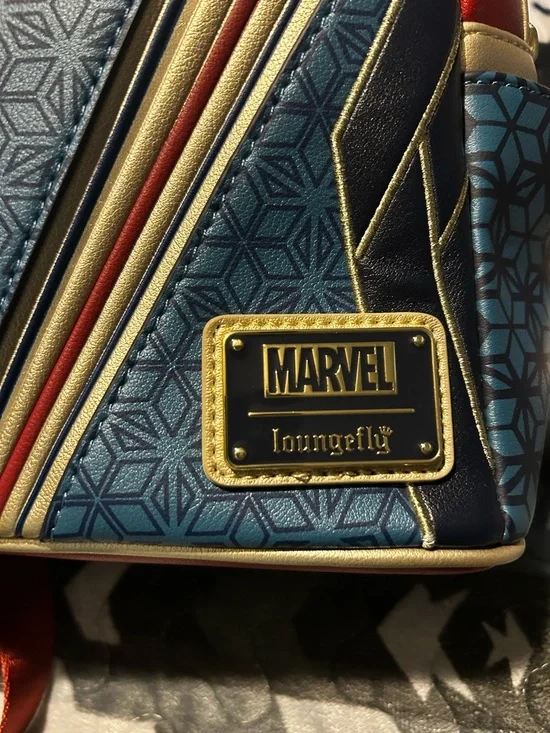 Marvel Captain Marvel Loungefly Mini Backpack - Blue, Red, Gold - Picture 2 of 3